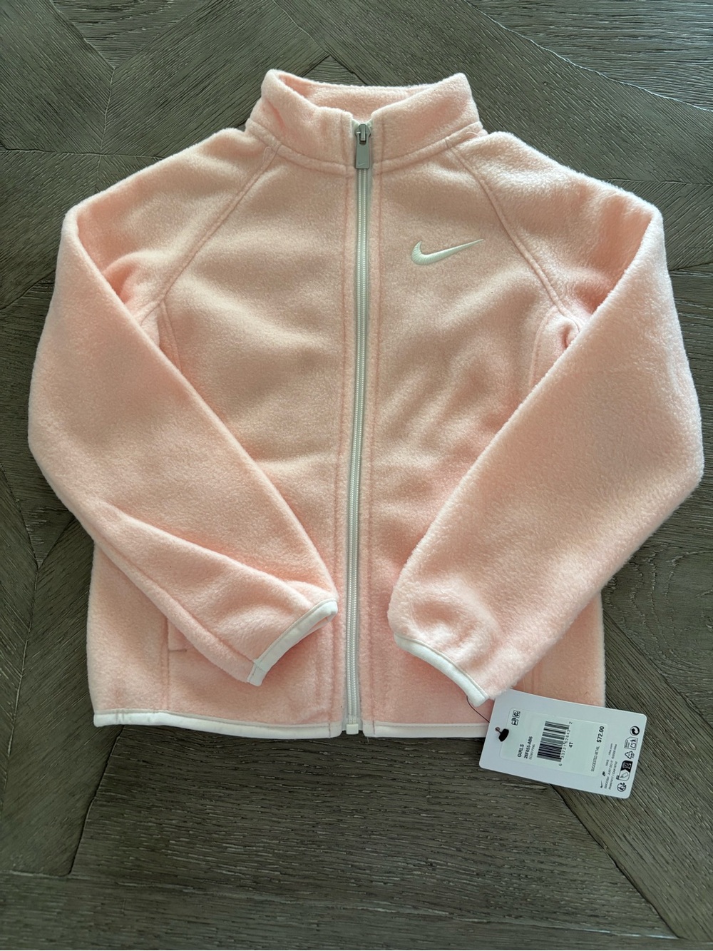 Nike Kids Light Pink Full-Zip Fleece Jacket